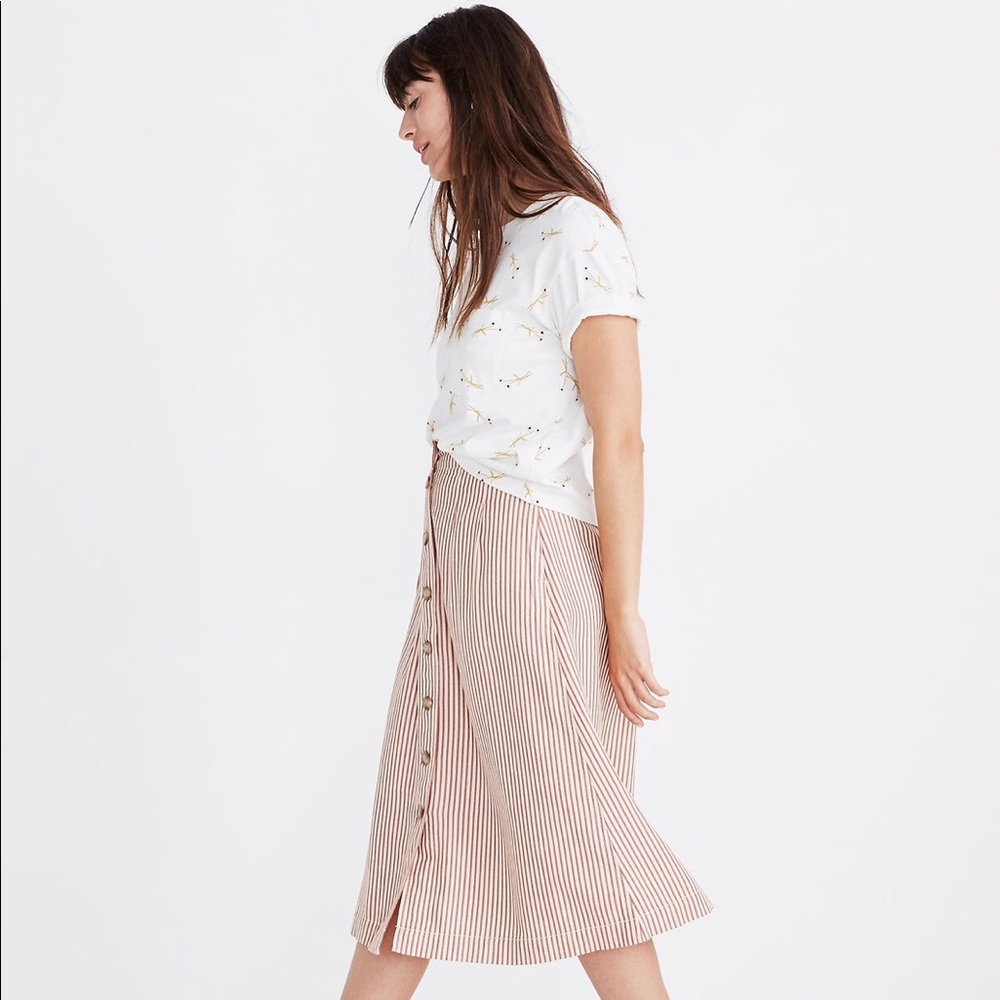 Madewell Patio Button-Front Midi Skirt